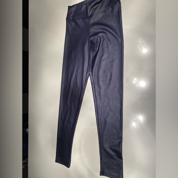 Navy Blue Leatherette Tights - Picture 3 of 3